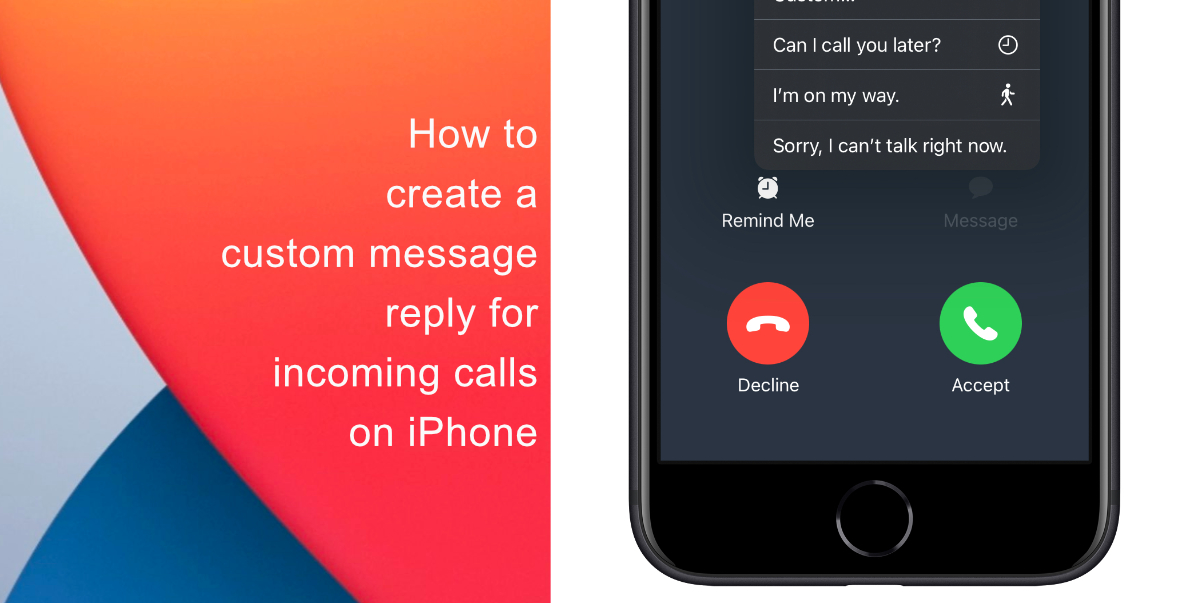 How to create a custom message reply for incoming calls on iPhone